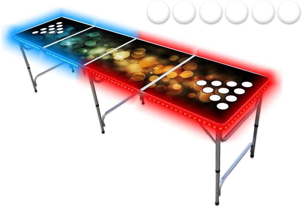 8-Foot Professional Beer Pong Table w/Optional Cup Holes & LED Lights